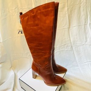 ZARA BOOTS | Stack heel brown boots | NWT! | WOMENS US/size-10 EUR/size-41